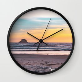 Sea Stack Beach Sunset #2 | Oregon Coast Travel Photography Wall Clock