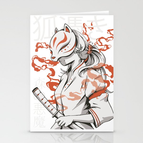 Kitsune japanese creature Stationery Cards