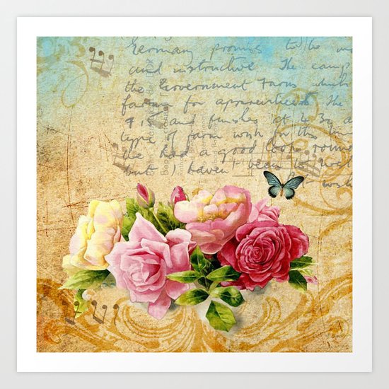 Vintage Roses #1 Art Print