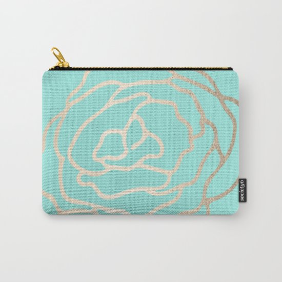 Flower in White Gold Sands on Tropical Sea Blue Carry-All Pouch