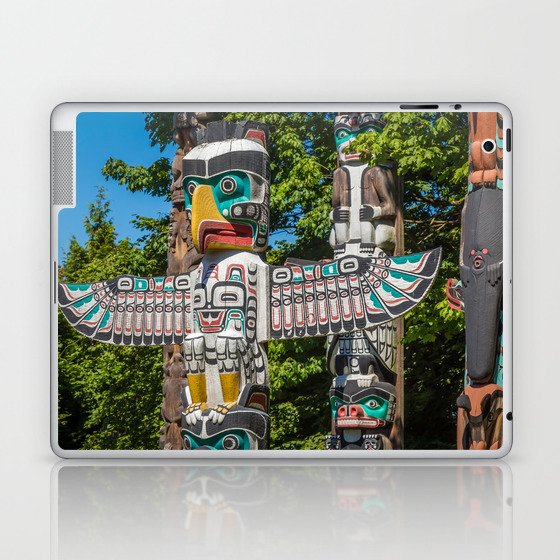 Close up of an eagle themed Totem Pole in Stanley Park Laptop & iPad Skin