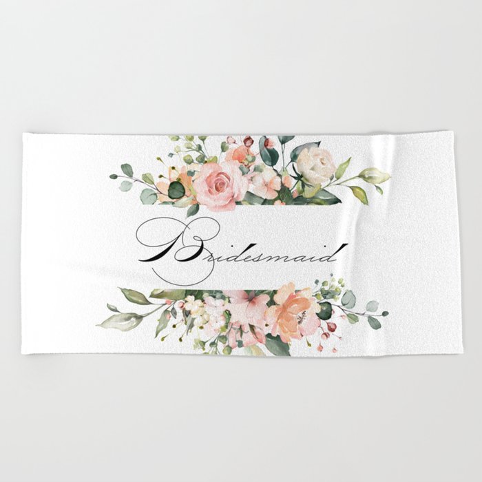 Bridesmaid Floral Beach Towel By Theweddinghaven