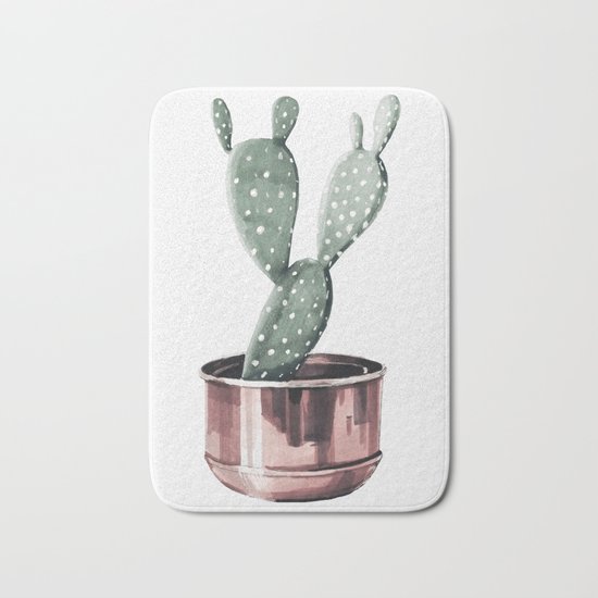 Potted Cactus Rose Gold Bath Mat