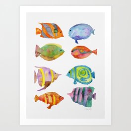 Watercolor Colorful Tropical Fish Art Print