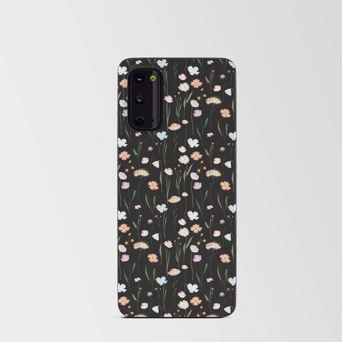 Moody Wildflowers Black Floral Pattern Android Card Case