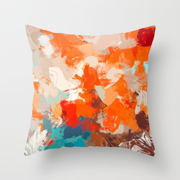 Pleasure, Abstract Painting Summer, Positivity Modern Bohemian Pop of Color Bright Good Vibes Throw Pillow