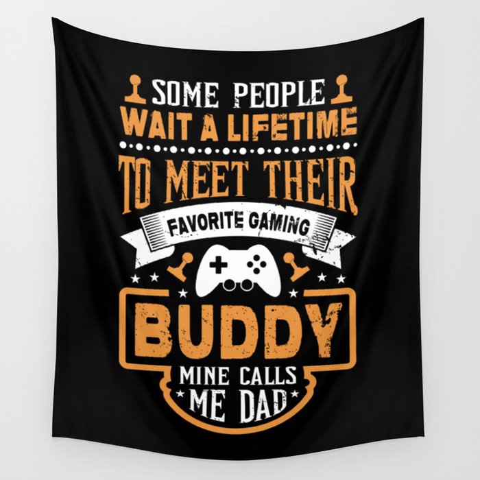 Gamer Dad Retro Vintage Quote Wall Tapestry