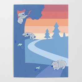 Sunset at Sleepy Woods - Australian and Pacific NW Animals Poster