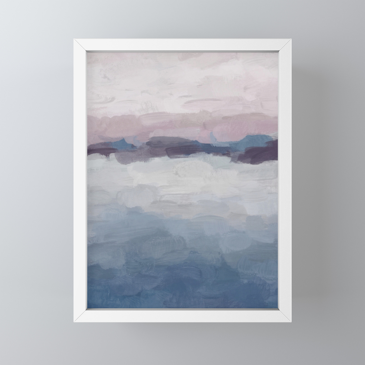 Plum Purple Lavender Blue Abstract Painting Ocean Waves Cloud