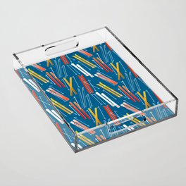 Colorful Ski Pattern Acrylic Tray