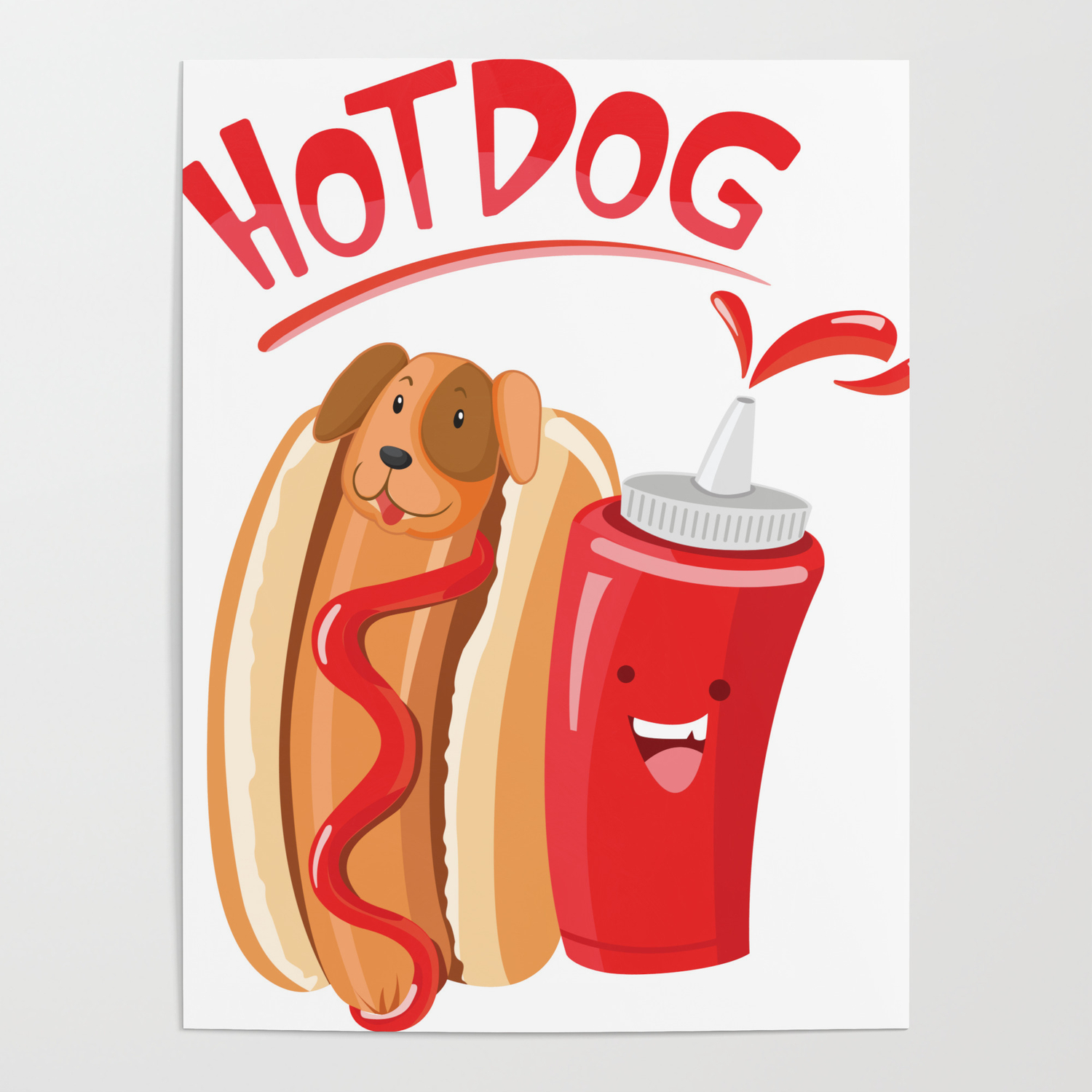 Hot Dog Costume cute Kawaii Food animated Cartoon Poster by DesignSpirit |  Society6