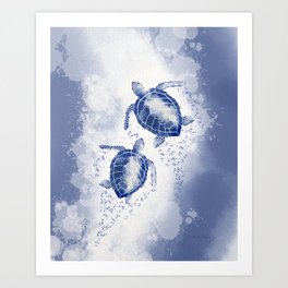 Sea Turtle Couple  Art Print