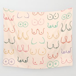 Pastel Boobs Drawing Wall Tapestry