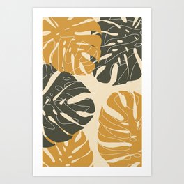 Tropical Monstera Seamless Leaf Patterns Art Print
