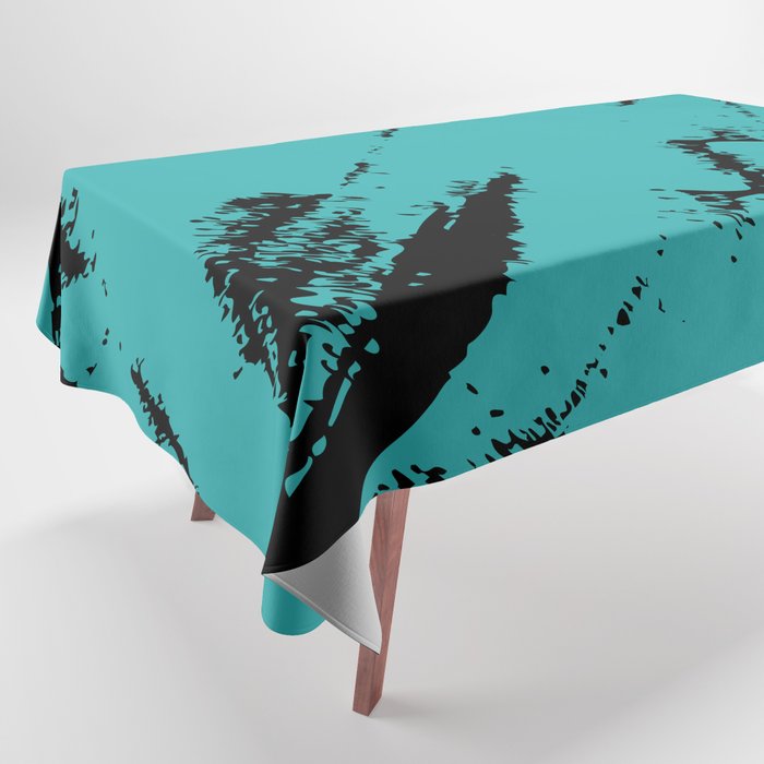 Abstract Charcoal Art Black Teal Blue Green Tablecloth