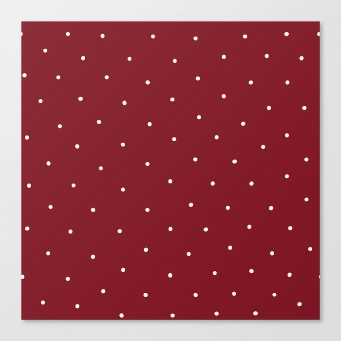 White Dots on Red Christmas Pattern Background Canvas Print