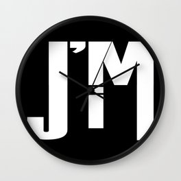 I'M JIM (white) Wall Clock | People, Typography, Graphic Design, Black and White 