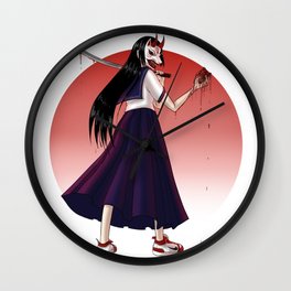 Japanese Demon Masked School Girl Wall Clock
