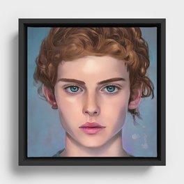Beautiful Boy Character Orange Hair Blue Eye Framed Canvas