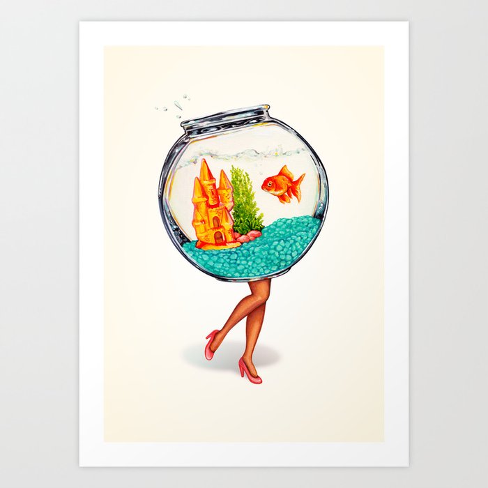 Fishbowl Pin-Up Art Print