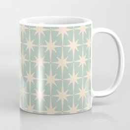Atomic Age Retro 1950s Starburst Pattern in 50s Celadon Blue Green and Cream Coffee Mug