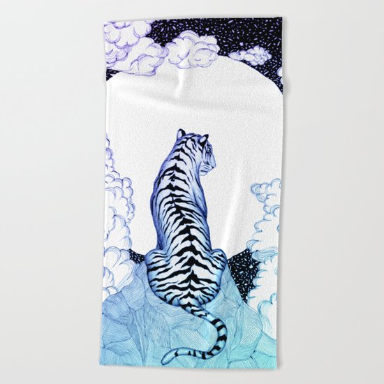 Ombre Tiger Moon Beach Towel