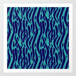 Abstract Animal Print Blue & Aqua Art Print