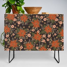 Christmas flower bouquet-rustic red and black Credenza