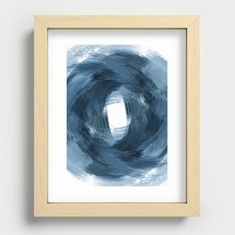 Blue Modern Abstract Brushstroke Painting Vortex Recessed Framed Print