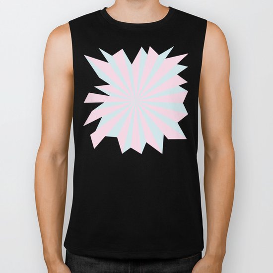 Starbust 60's pastel-Pink Aqua geometric Pattern Biker Tank