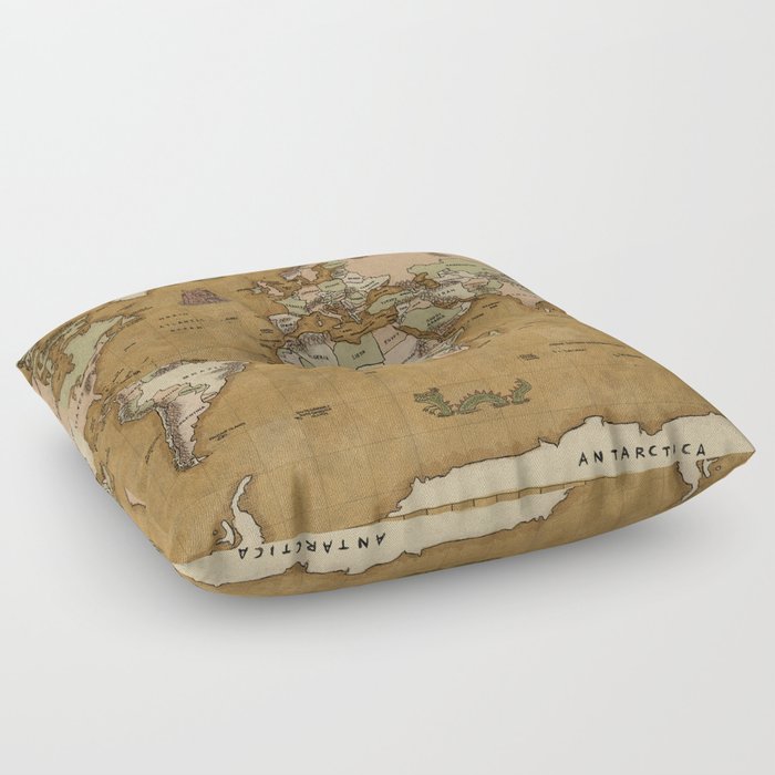 World Treasure Map Floor Pillow