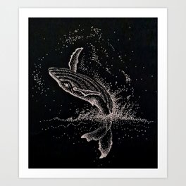 DotWork Humpback Whale Illustration Original Art Print Sticker Art Print