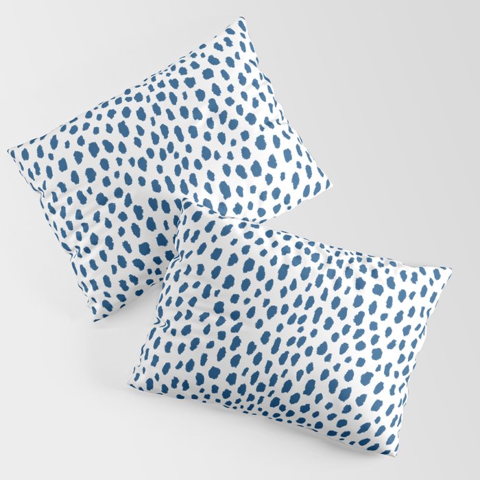 Handmade Polka Dot Paint Brush Pattern (Pantone Classic Blue and White) Pillow Sham