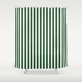 Original Forest Green and White Rustic Vertical Tent Stripes Shower Curtain