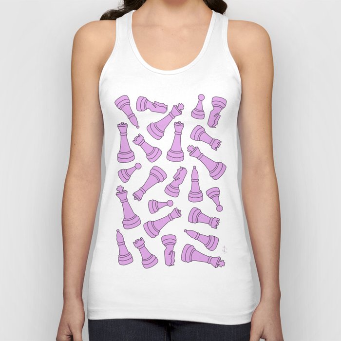Chess Mate // Blue and Pink / Colorful Design / Chessboard setup /Contemporary art / Retro decor Tank Top