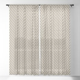 [ Thumbnail: Tan & Grey Colored Lined Pattern Sheer Curtain ]