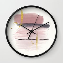 Abstract and Organic Watercolor Painting Pink & Gold II Wall Clock