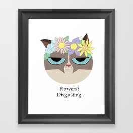 Grumpy Flower Crown Cat Framed Art Print