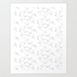 flock - linear birds pattern Art Print