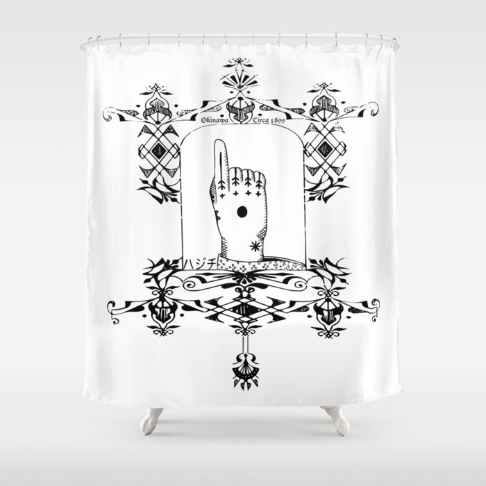 Hajichi Okinawan Tattoo Circa 1899 Traditional Women S Tribal From Okinawa An Shower Curtain By Madzgraphics