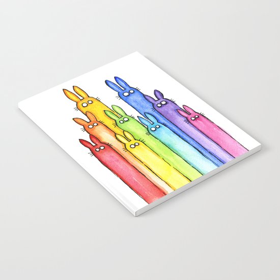 Rainbow of Bunny Rabbits Watercolor Notebook