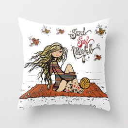 Sand Surf Volleyball  Throw Pillow