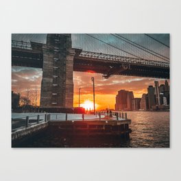 New York City Brooklyn Bridge at sunset Canvas Print