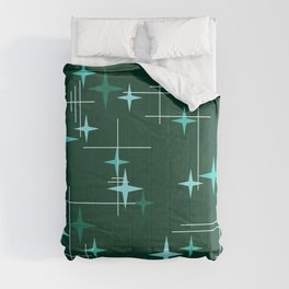 Mid Century Modern Stars Deep Sea Green Comforter