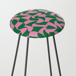 Green & Pink Warped Wavy Check Counter Stool