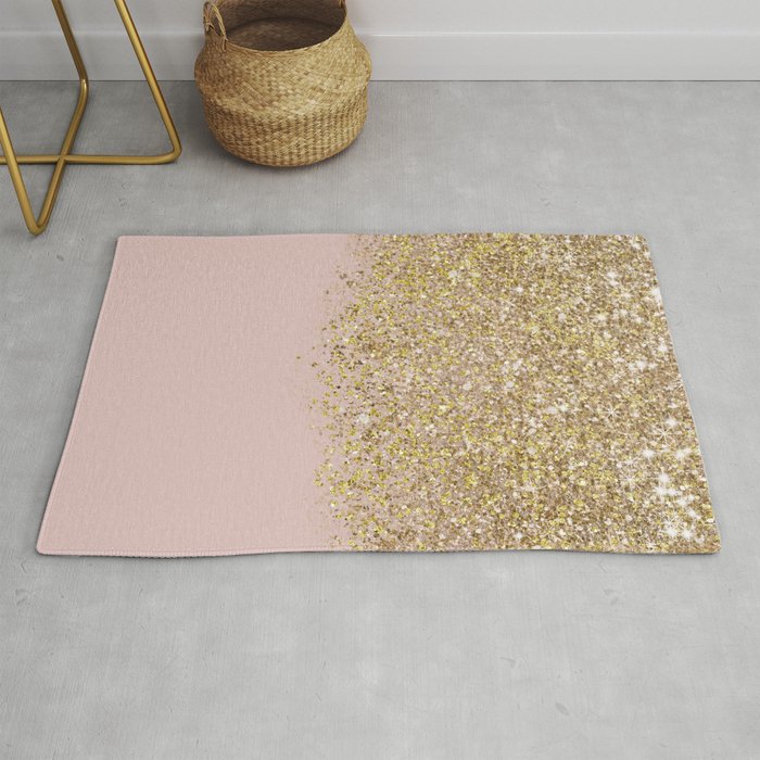 Pink and Gold Glitter Rug