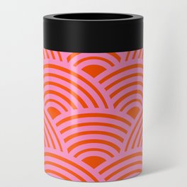 Japanese Wave Seigaiha Pink And Orange Wave Pattern Minimal Abstract Modern Decor Can Cooler