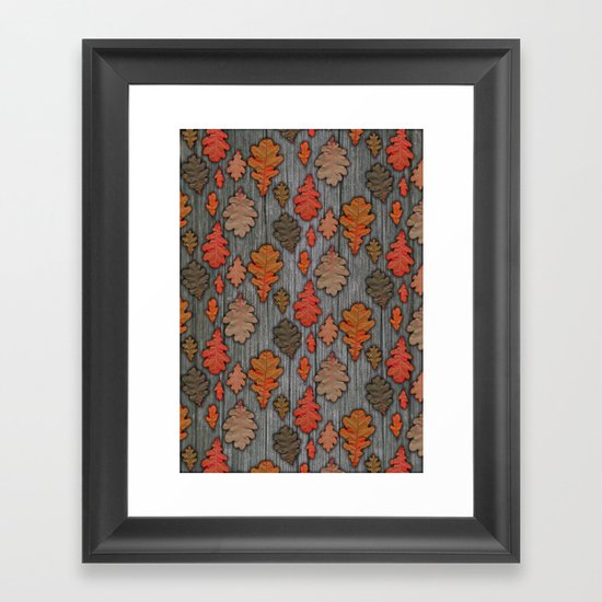 Patterns of Nature - Autumn Oak Leaves Framed Art Print