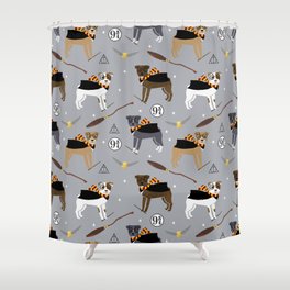 Pitbull witch wizard magic dog breed gifts Shower Curtain