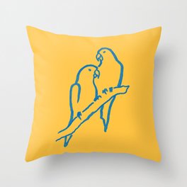 Lovebirds on Gold Throw Pillow